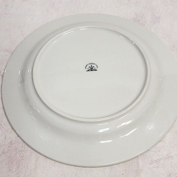HOMER LAUGLIN Eggshell Nautilus 8" Soup Bowls / 12" Plate Gold Trim  SET OF 4 - Picture 3 of 9